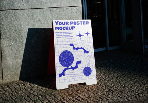 Mockup Of Freestanding Customized Vertical Sign