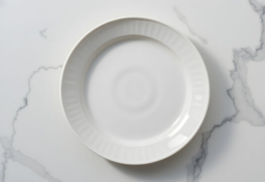 White Glass Plate on Ceramic Surface Close Up