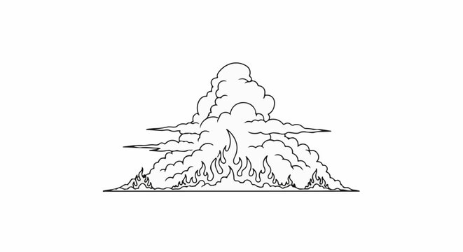 Exploding inferno with billowing smoke, dramatic cloud formation