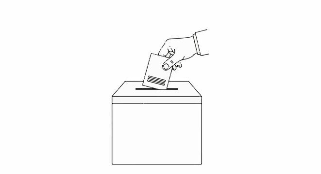 Hand placing a ballot into a box
