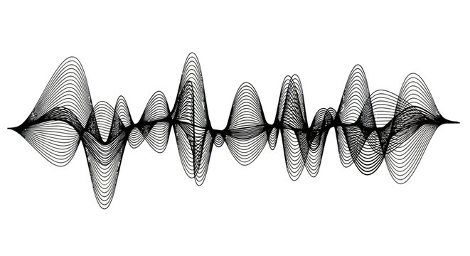 Dynamic sound wave visualizer on white background.