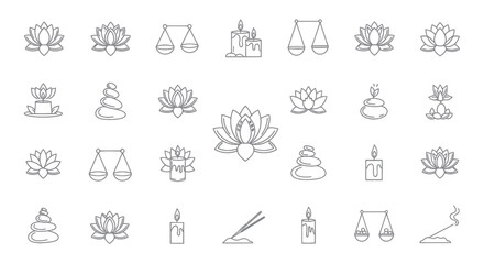 Fototapeta premium A collection of spa and wellness line icons for relaxation and balance