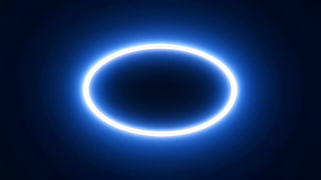 Blue glowing oval light dark background abstract neon ring luminous circle futuristic halo minimal design electric glow with luminous blue ring abstract light halo and glowing neon oval shape for SEO