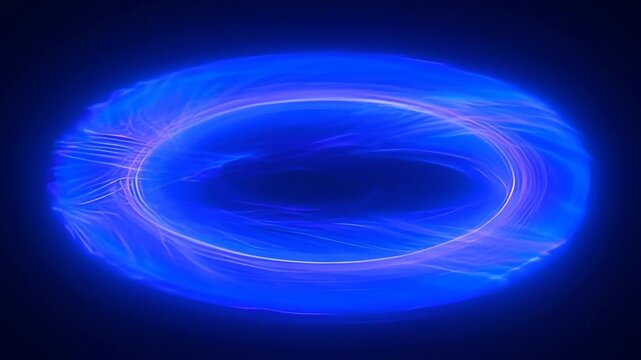 Abstract blue light ring with glowing energy swirl dark background, futuristic neon circle with luminous motion, abstract motion glow and oval shape, energy loop and luminous oval for searchable SEO