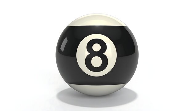 A black and white 8-ball on a plain white background