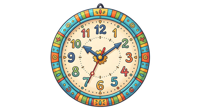 Vintage Style Clock with Colorful Border.