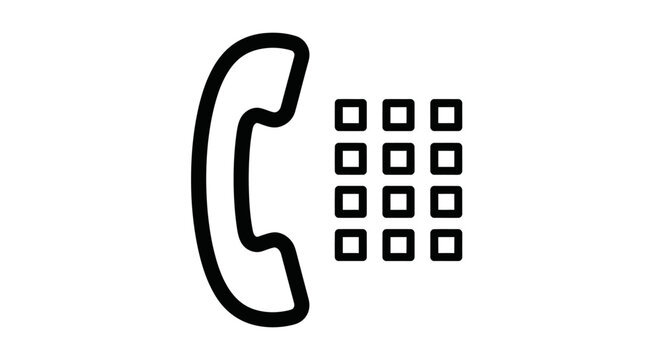 Telephone handset and digital dial pad icon isolated on white background