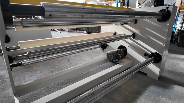 Industrial Rewinding Machine Structure with Electric Motor and Steel Shafts