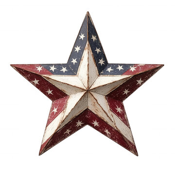 Patriotic star symbol representing independence, freedom, and national pride with red, blue and white, colors on transparent background