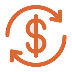 Obraz premium Vector graphic of a dollar sign surrounded by circular arrows indicating recycling or reuse of money.