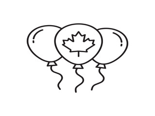 Obraz premium Canada day celebration three balloons with maple leaf design in black and white