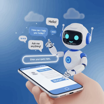 A friendly robot assistant on smartphone.
