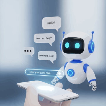 A friendly robot with a smartphone.