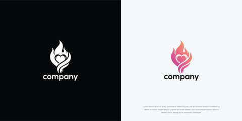 Obraz premium Fire Heart Logo Design Vector 