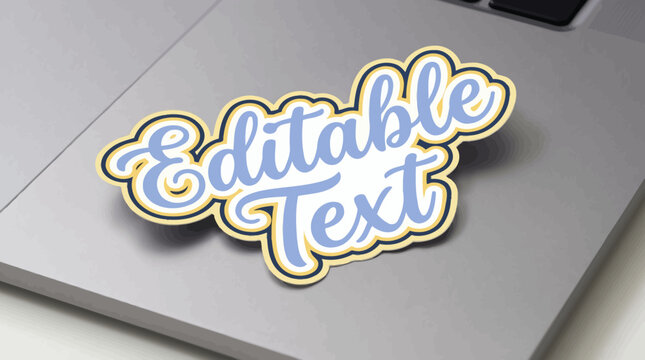 Modern sticker typography style with smooth script font, layered outline border and subtle shadow, editable text effect