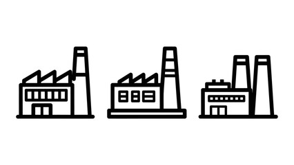 Obraz premium Collection of factory and industrial manufacturing plant building icons with industry manufacturing building industrial production infrastructure architecture facility warehouse construction