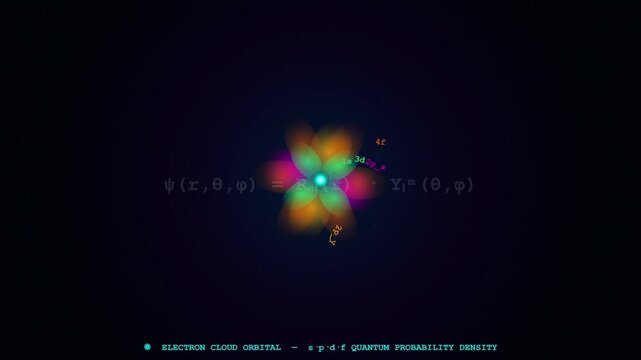 Seamless looping 3D render of Electron Cloud designed for modern academic and technology-related backgrounds.
