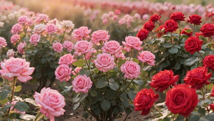 Obraz premium Colorful blooming rose garden