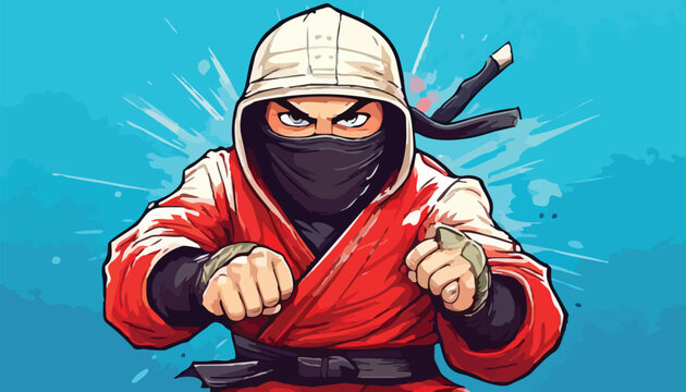 Intense Ninja Warrior Ready for Action with Determined Expression.