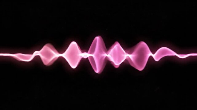 Abstract Pink Soundwave Visualization on Black Background Illustrating Audio Frequency Modulation and Dynamics