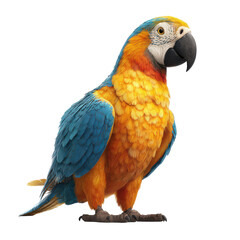 Fototapeta premium Colorful macaw parrot standing on a surface with bright feathers and detailed features