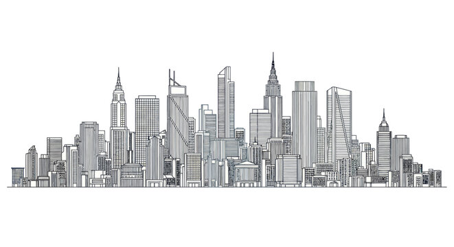 New York City Skyline Illustration Buildings.