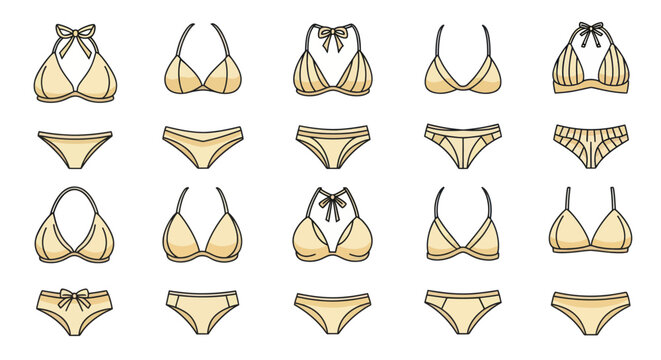 Variety of womens bikini swimsuits.
