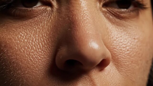 Extreme close-up of human skin with pores and goosebumps