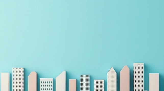 Geometric city on horizon line, minimalist architectural pattern