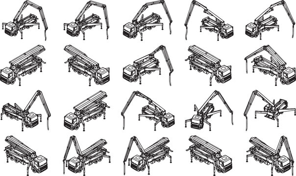 Concrete Pump Truck in action showing construction and engineering and Industry
