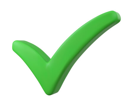 3D illustration of A green check mark icon indicating approval or a successful outcome PNG.