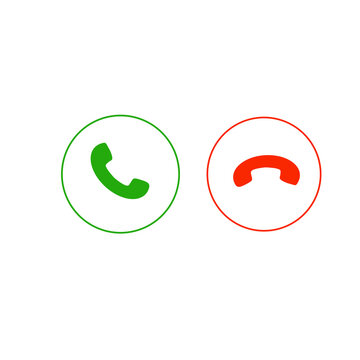 Phone calling icon set call buttons set on transparent background.