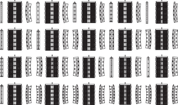 A complex pattern of multiple buildings arranged in a grid with an artistic presentation