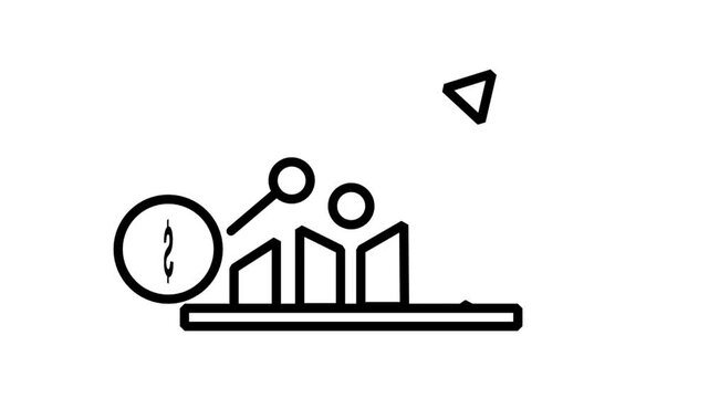 Dynamic line icon of a financial growth chart with coins and an arrow representing investment trends, wealth accumulation, and success.
