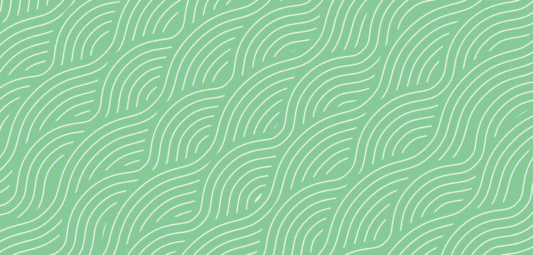 Green organic pattern with flowing abstract lines simple agricultural hill. Vector illustration featuring wavy strokes.