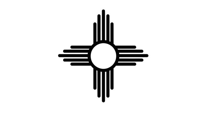 New Mexico Zia Sun Symbol Icon, Native American Culture, Graphic Design Element