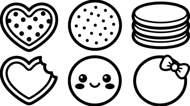 Heart shaped cookies with bite and round cookies with cute face