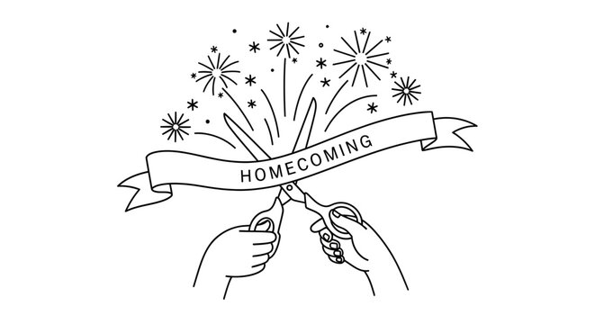 Ribbon Cutting Ceremony with Fireworks for Homecoming Celebration