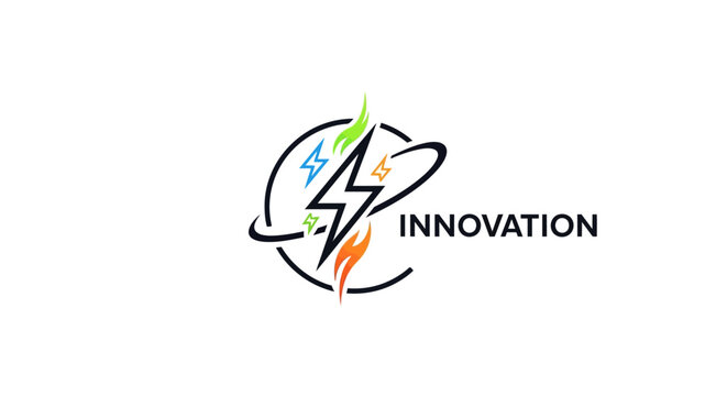 Innovation logo with lightning bolt symbol.
