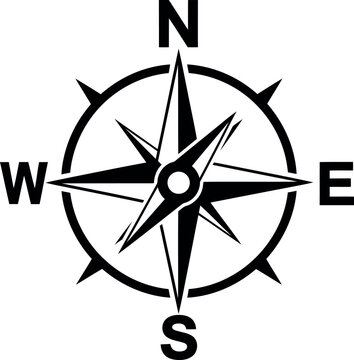 Classic black and white compass rose isolated graphic design vector illustration