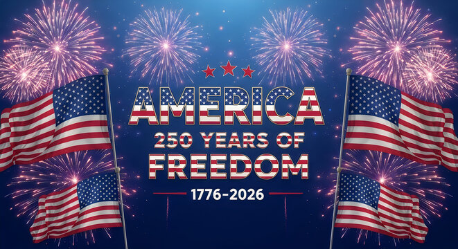 Celebrating america's 250 years of freedom with patriotic fireworks display