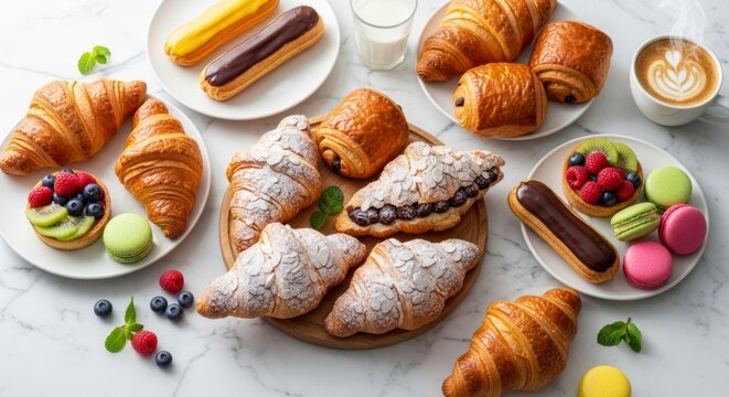 Assortment of French Croissants and Pastries.