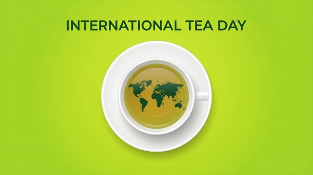 A cup of tea with a map of the world on International Tea Day