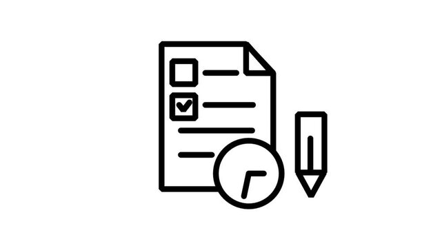Document with checkmarks and clock icon representing deadline management and timely project task completion review.