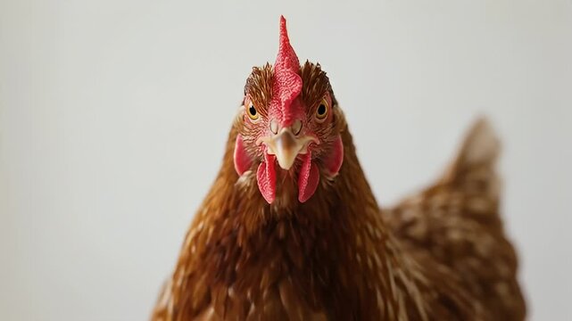 Chicken in studio close up video frame.