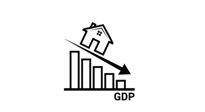 Downward trend in housing market and GDP growth shown by graph