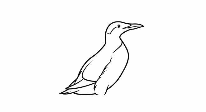 Line drawing of a bird with its beak pointed to the right and wings tucked