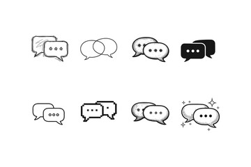 Obraz premium Collection of diverse speech bubble icons representing communication and conversation