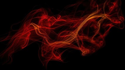 Fototapeta premium Abstract art Red and orange swirling smoke against a black background