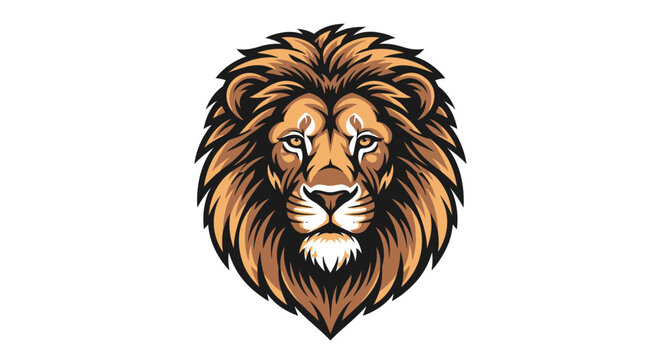 Close-up illustration of a fierce lion's face with a full mane.